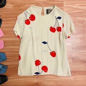 RARE Reformation Cherry 🍒 Print Silk Top